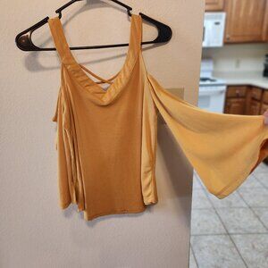 Mustard yellow off the shoulder long sleeve